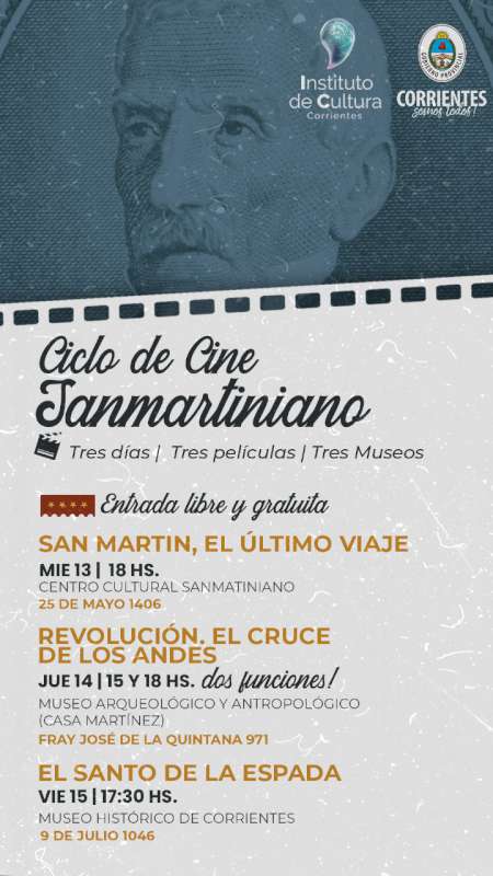 Cultura inicia un ciclo de cine con tres películas dedicadas a San Martín